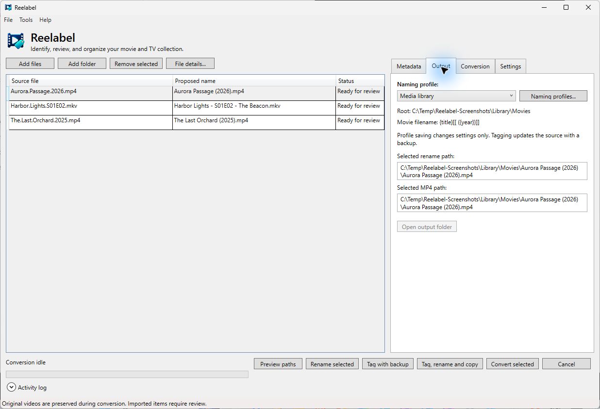 Output workspace
