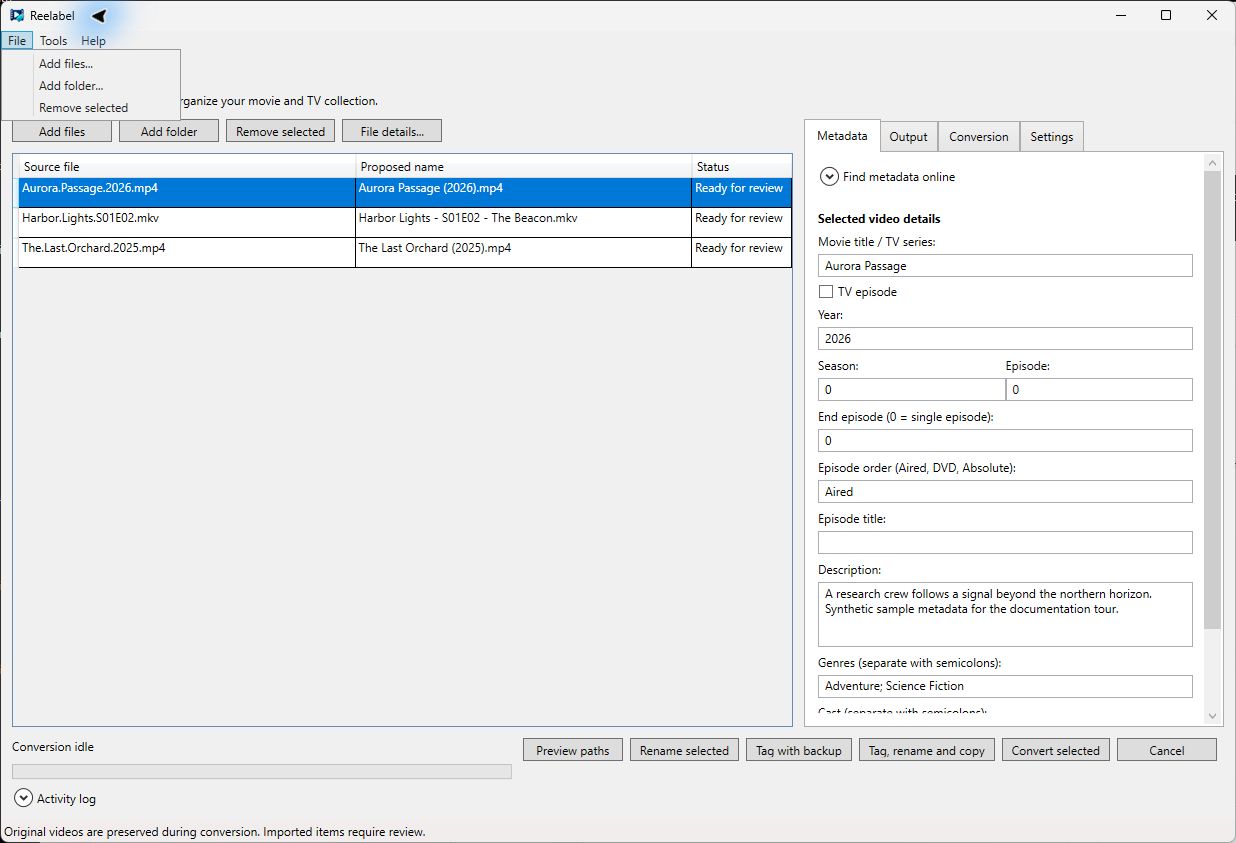 File menu