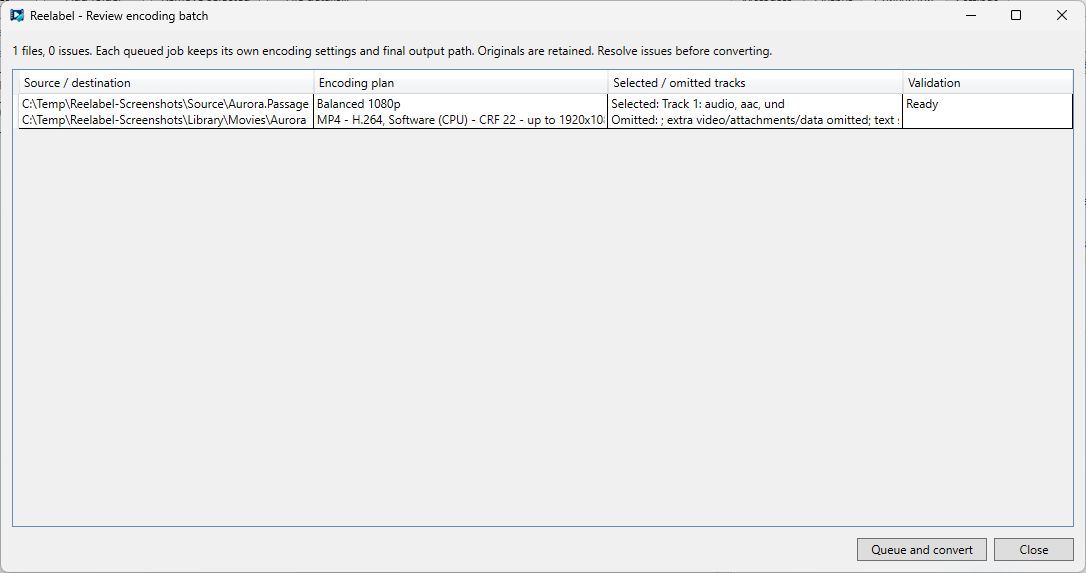 Encoding batch review